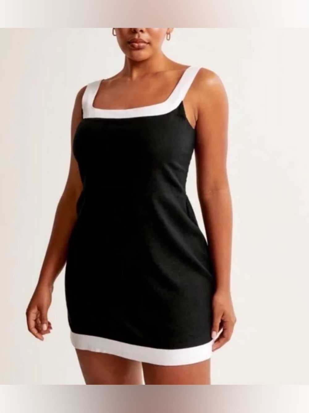 Abercrombie Black Linen Mini Dress with White Trim